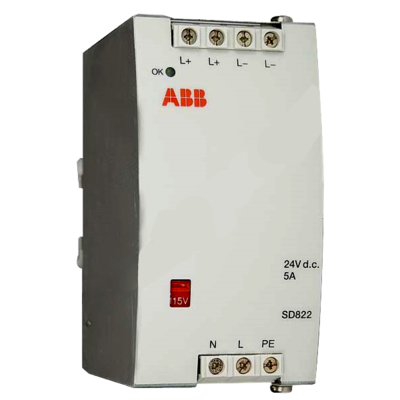 ABB SD822 3BSC610038R1 Power Supply with 3-20A Selectable Output Current IEC 61508-SIL2/SIL3 Rated and Wide Input Range